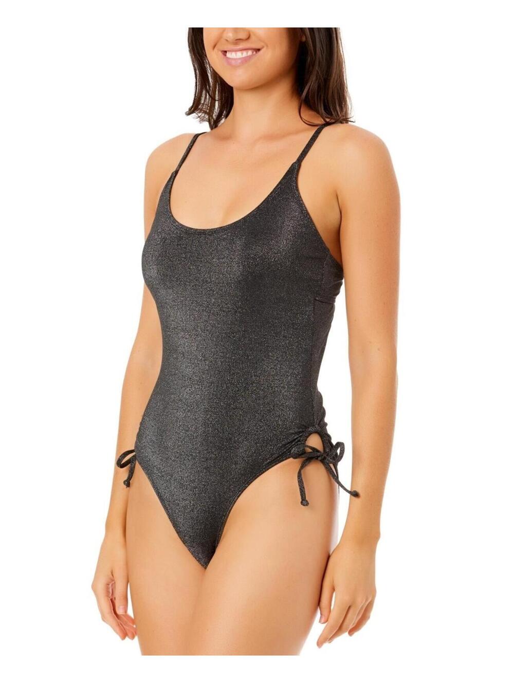 44$ Salt + Cove Juniors' Lurex Open-Back One-Piece Swimsuit Women's Size L Black